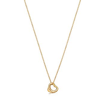 Elsa Peretti™ Open Heart pendant in 18k gold with diamonds