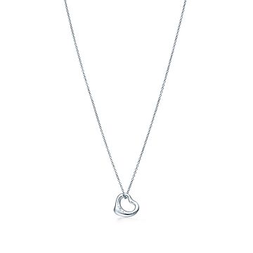 Elsa Peretti™ Open Heart pendant in platinum with diamonds, 11 mm 