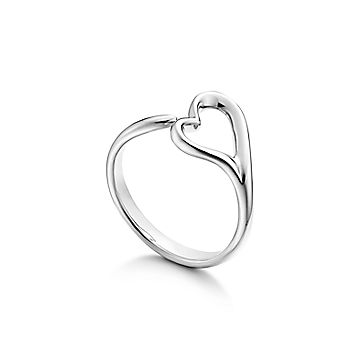 Tiffany & Co. X Elsa Peretti Sterling Silver Open Heart Scarf Ring