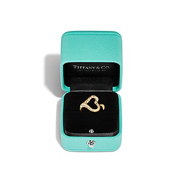 Elsa Peretti® Open Heart Ring in Yellow Gold with Pavé Diamonds