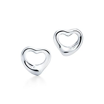 Elsa Peretti™ Open Heart Stud Earrings in Silver, 11 mm | Tiffany