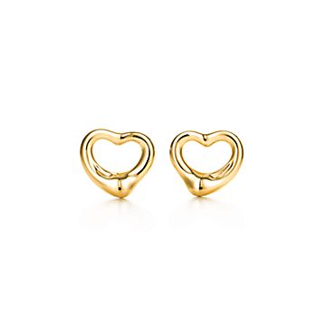 Elsa Peretti™ Open Heart Stud Earrings in Yellow Gold, 11 mm