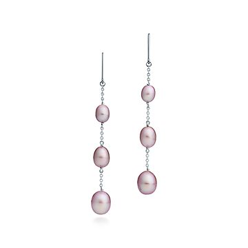 tiffany pink pearl earrings