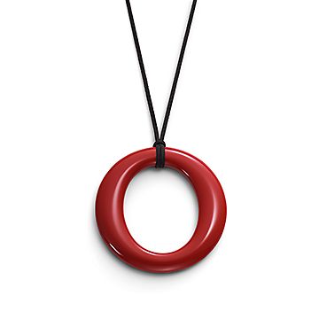 Tiffany&Co.ティファニー Mrs.Delany'sFlowers赤×2 Elsa Peretti® Sevillana pendant in red lacquer over Japanese