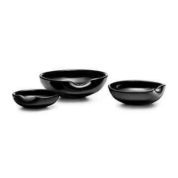 ティファニー　3点セット Elsa Peretti® Thumbprint Dishes in Black Venetian Glass, Set