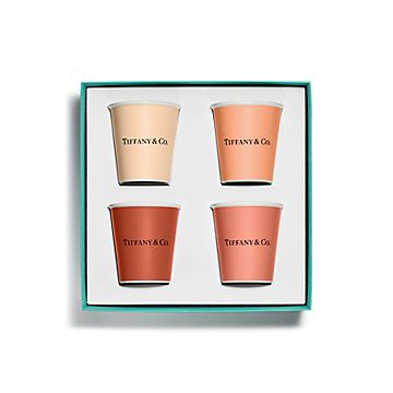 Everyday Objects Tiffany Coffee Cups in Bone China, Set of Five, Size: 3.7 in.