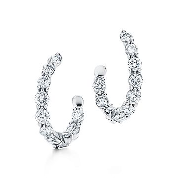 Tiffany & Co Schlumberger Platinum Twenty Stone Diamond Hoop Earrings  sold at auction on 12th February | Bidsquare