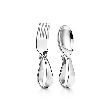 Loop fork and spoon baby set in sterling silver. | Tiffany & Co.