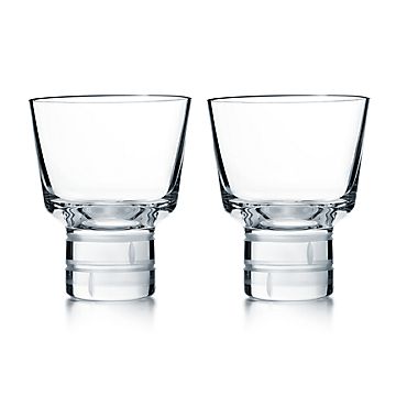 Modern Bamboo crystal wine glasses, set of two.