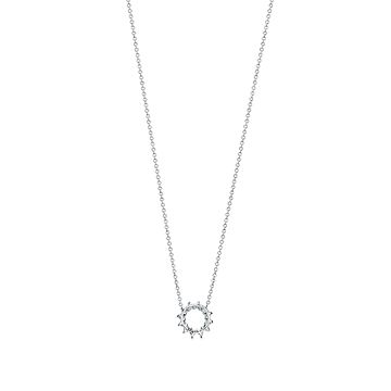 Open circle pendant in platinum with 