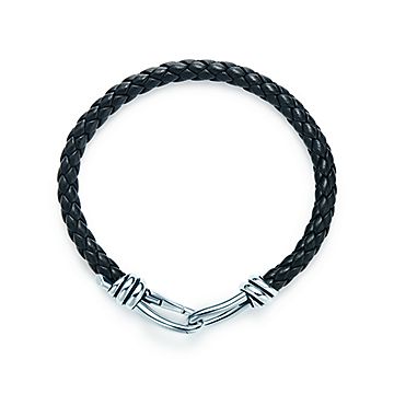 Paloma Picasso Knot Single Braid Bracelet Of Black Leather And