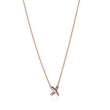 Tiffany & Co Diamond X Necklace 18 Karat Gold Platinum Graffiti - Ruby Lane