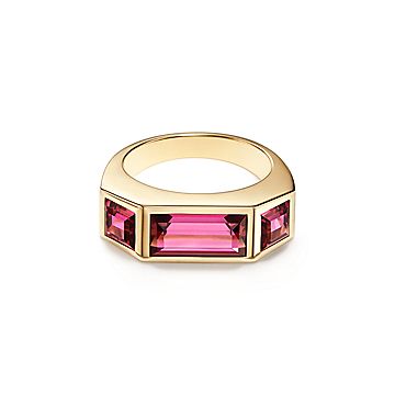 Paloma's Studio baguette three-stone ring in 18k gold with