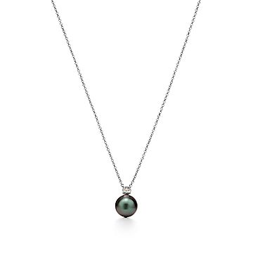 Pendant in 18k white gold with Tahitian pearls and diamonds