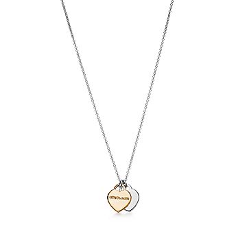 Return to Tiffany mini double heart tag pendant in silver and 18k