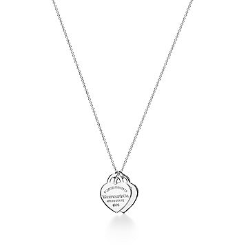 Return to Tiffany Blue Double Heart Tag Pendant in Silver with a