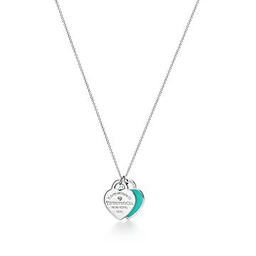 Tiffany & Co. Sterling Silver Blue Enamel Small Heart Lock 
