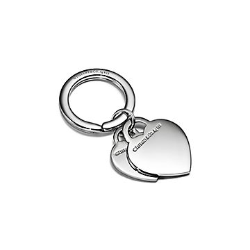 Return to Tiffany Double Heart Tag Keyring in Silver with Tiffany