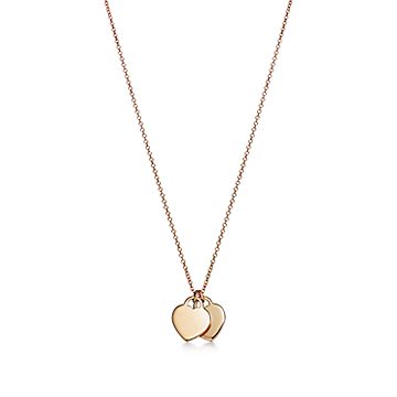 Return to Tiffany Double Heart Tag Pendant in Yellow Gold Mini
