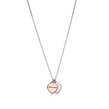 Tiffany mini double heart tag pendant blue top