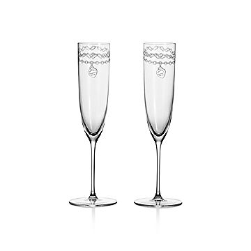 Return to Tiffany™ Etched Champagne Glasses Set of Two, in Crystal