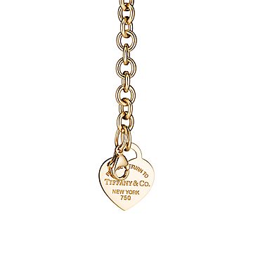 Tiffany & Co 18k Yellow Gold Heart Tag Charm Bracelet