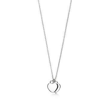 Tiffany double mini heart necklace clearance