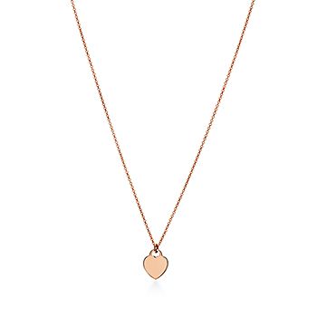 Return To Tiffany Heart Tag Pendant In Rose Gold Mini Size 16 in