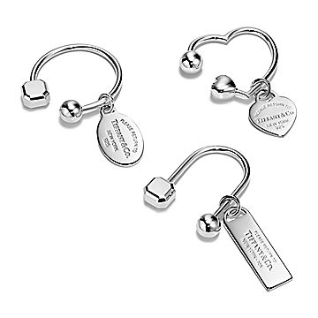 Return to Tiffany® Round and Heart Tag Key Ring in Silver with