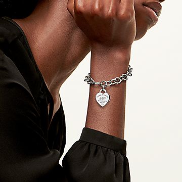 Return to Tiffany Joy Heart Tag Bracelet in Sterling Silver Size Medium