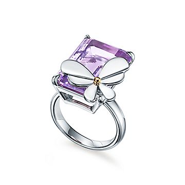 Return to Tiffany® Love Bugs amethyst butterfly ring in silver and