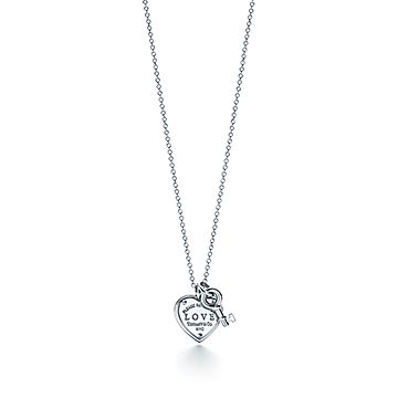Tiffany & Co. Return to Tiffany Mini Sterling Silver Diamond Heart Tag and  Key Tag Pendant Necklace (Fine Jewelry and Watches,Fine Necklaces)