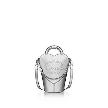 Return to Tiffany Mini Crossbody Bag in Silver Colored Leather