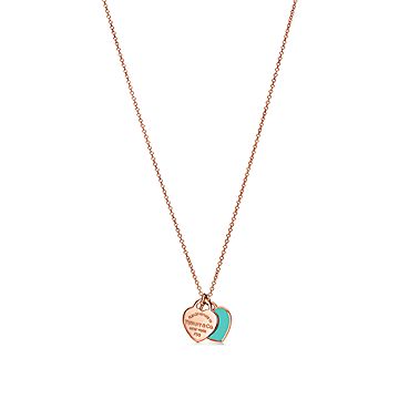 tiffany and co double heart necklace pink