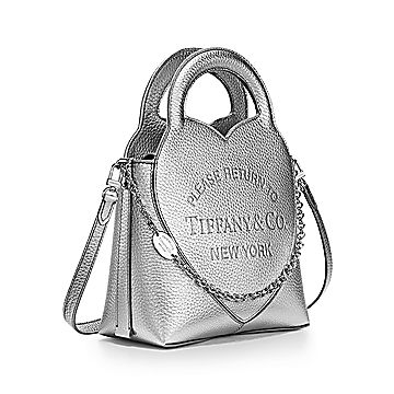 Return to Tiffany® Small Charm Tote Bag in Black Leather