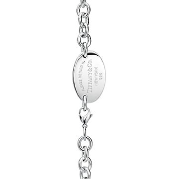 Tiffany & Co Sterling Silver Please Return To Oval Tag Necklace 15.5