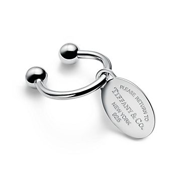 Return to Tiffany™ Oval Tag Screwball Keyring in Sterling Silver