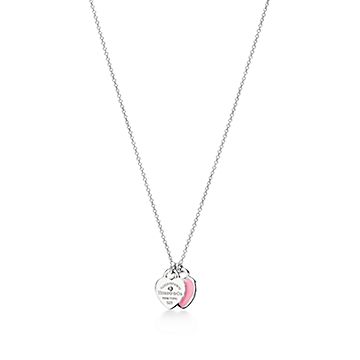 Return to Tiffany™ Pink Double Heart Tag Pendant in Silver with a 