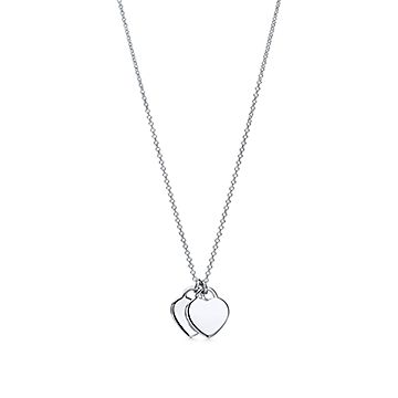 Tiffany mini double clearance heart tag pendant blue