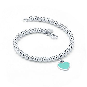Heart Tag Bead Bracelet in Silver, 4 mm 