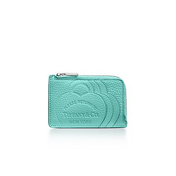 Tiffany T Zip Card Case in Black Leather