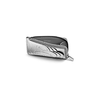 Return to Tiffany® Zip Card Case in Silver-colored Leather