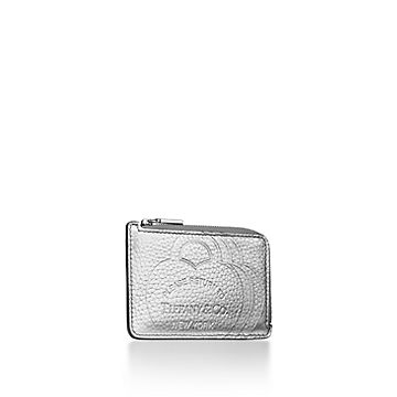 Return to Tiffany® Zip Card Case in Silver-colored Leather