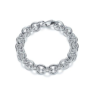 Large round link bracelet in sterling 