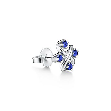 Sixteen Stone by Tiffany ピアス サファイヤ プラチナ | Tiffany & Co.