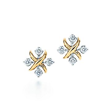 Tiffany & Co. ティーグラブ Sixteen Stone by Tiffany Earrings in Platinum with Sapphires