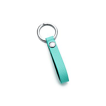 Snap Loop Keychain In Tiffany Blue Grain Calfskin Leather