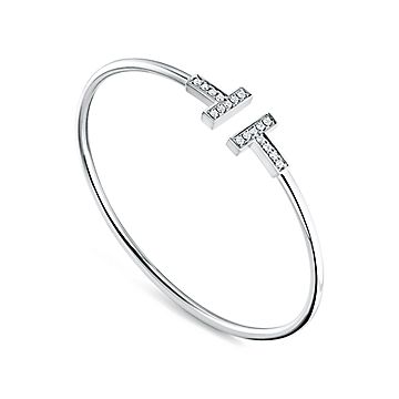 ティファニー T ダイヤモンド ワイヤー ブレスレット ホワイトゴールド