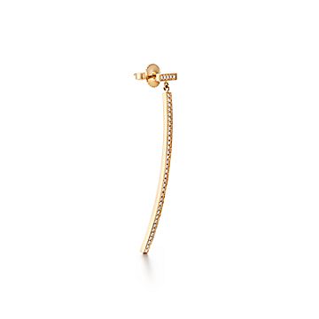 ティファニー T ダイヤモンド バー ピアス 18K ゴールド。 | Tiffany & Co.