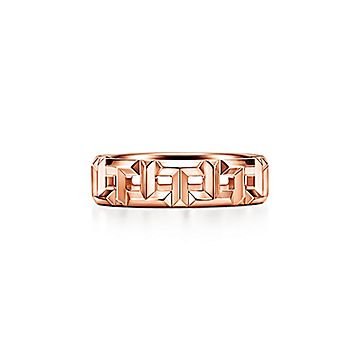ティファニー T トゥルー ワイド リング ローズゴールド | Tiffany & Co